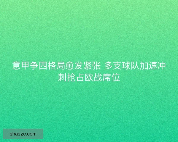 意甲争四格局愈发紧张 多支球队加速冲刺抢占欧战席位