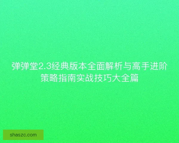 弹弹堂2.3经典版本全面解析与高手进阶策略指南实战技巧大全篇